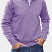 Men's Quarter-Zip Knitted Jumper with Layering Collar