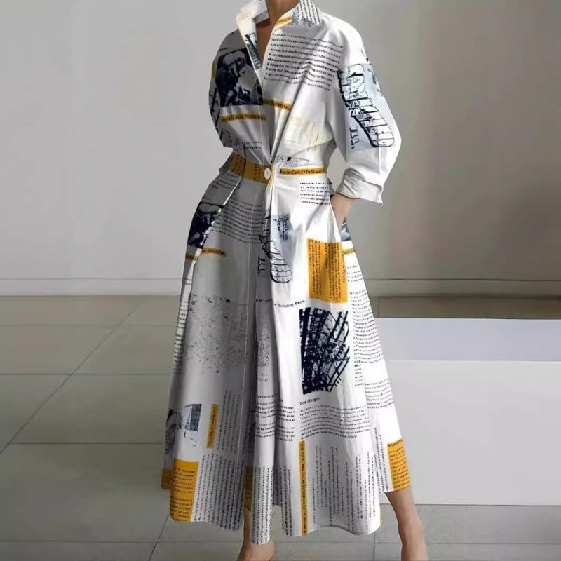 Alora Collared Front Wrap Printed Cotton Blend Women's Midi Dress