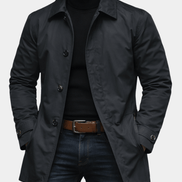 Men's Weather-Resistant Tailored Mac Coat with Quilted Lining