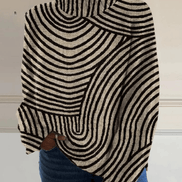 Striped Roll Neck Turtleneck Jumper for Women