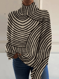 Striped Roll Neck Turtleneck Jumper for Women