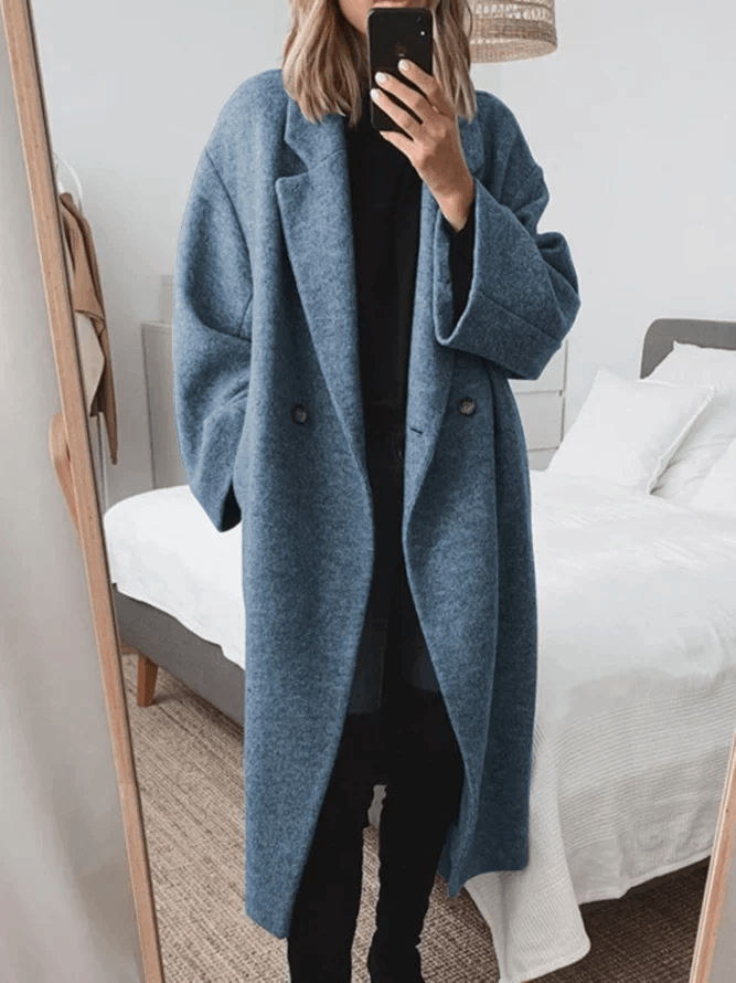 Adrienne Double-Breasted Oversized Women's Wool-Blend Winter Coat