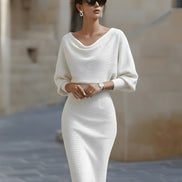 Clara Knit Bodycon Jumper Dress with Cowl Neck for Evening Wear