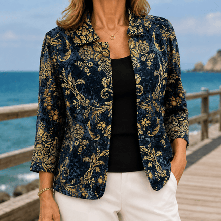 Hallie-Rose Baroque Print Open-Front Jacket for Women in Tailored Fit