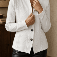 Women's Textured Knit Stand-Collar Open-Front Tailored Blazer