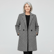 Rebeka Longline Houndstooth Tweed Winter Coat for Women