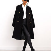 Emily Double Breasted Longline Winter Coats Women A-Line Wool Blend