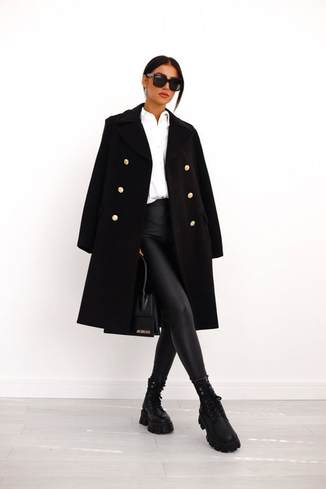 Emily Double Breasted Longline Winter Coats Women A-Line Wool Blend