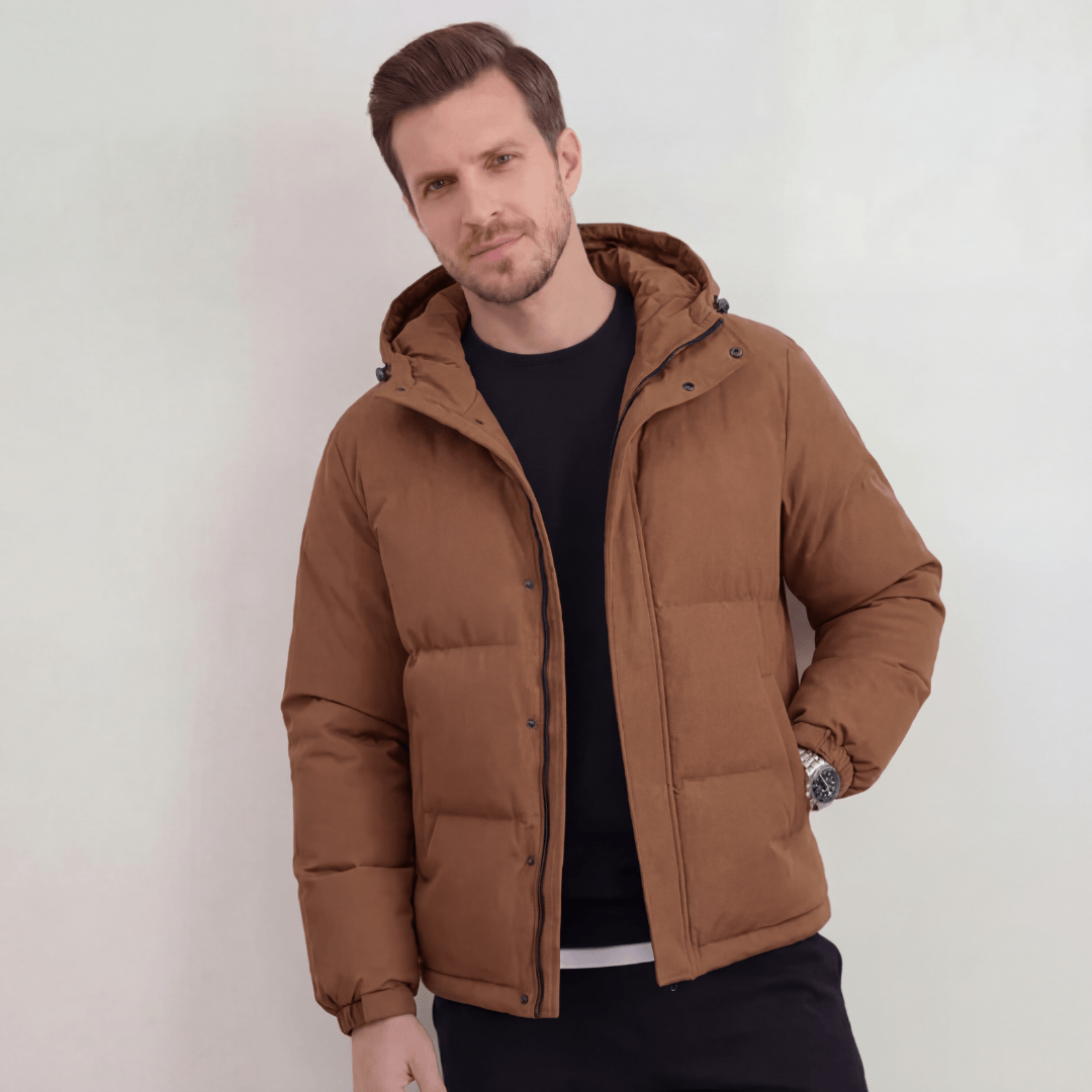 Hooded Puffer Jacket with Lightweight Insulation for Men