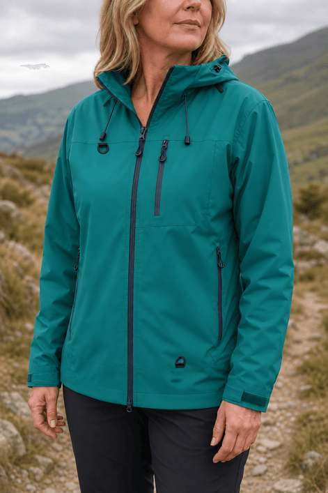 Hooded Waterproof Windproof Polyester Rain Jacket for Women