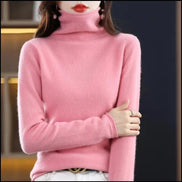 Women's Ribbed Turtleneck Knitted Jumper with Long Sleeves