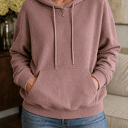 Women's Ribbed Corduroy-Look Hoodie with Front Pocket
