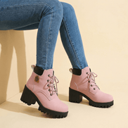 Stridara Lightweight Chunky Platform Combat Boots for Women in PU Leather