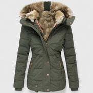 Veyzandra Faux Fur Hooded Padded Women's Winter Coat with Pockets