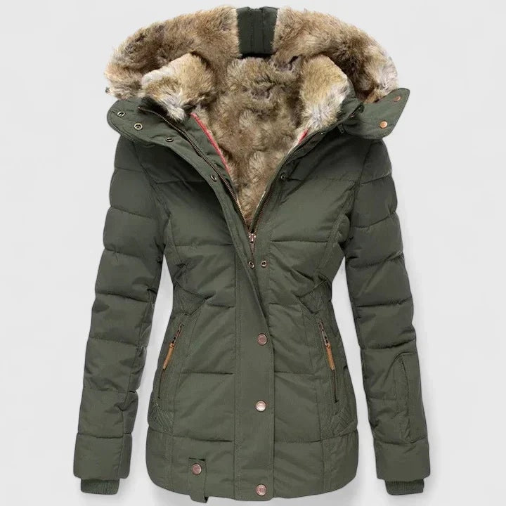 Veyzandra Faux Fur Hooded Padded Women's Winter Coat with Pockets