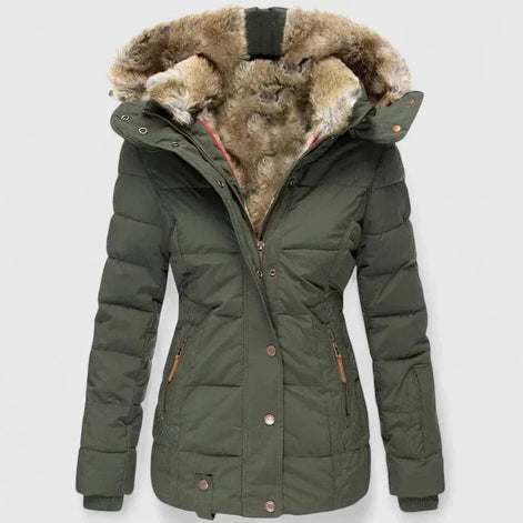 Veyzandra Faux Fur Hooded Padded Women's Winter Coat with Pockets