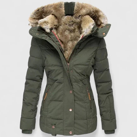 Veyzandra Faux Fur Hooded Padded Women's Winter Coat with Pockets