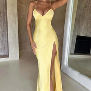 Martha Satin Slip Maxi Dress with Thigh Split