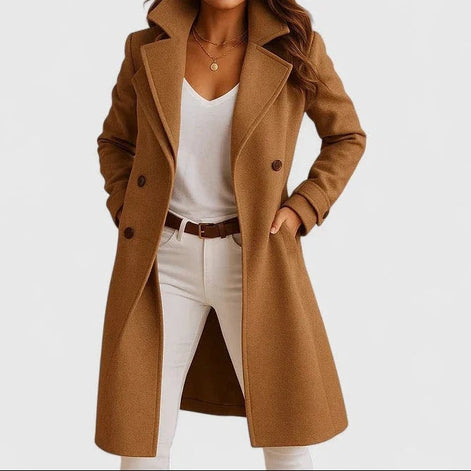 Briony Double-Breasted Notch-Lapel Winter Coat for Women