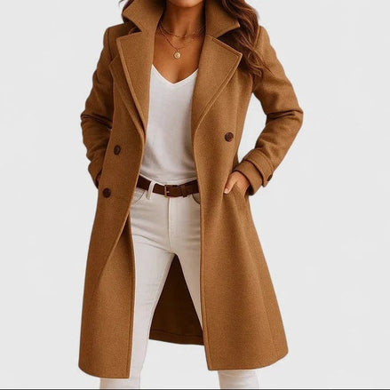 Briony Double-Breasted Notch-Lapel Winter Coat for Women
