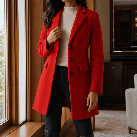 Simone Women's Tailored Wool-Blend Winter Coat with Notched Lapel