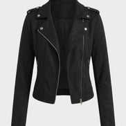 Saskia Faux Suede Biker Jacket with Asymmetrical Zip Detail
