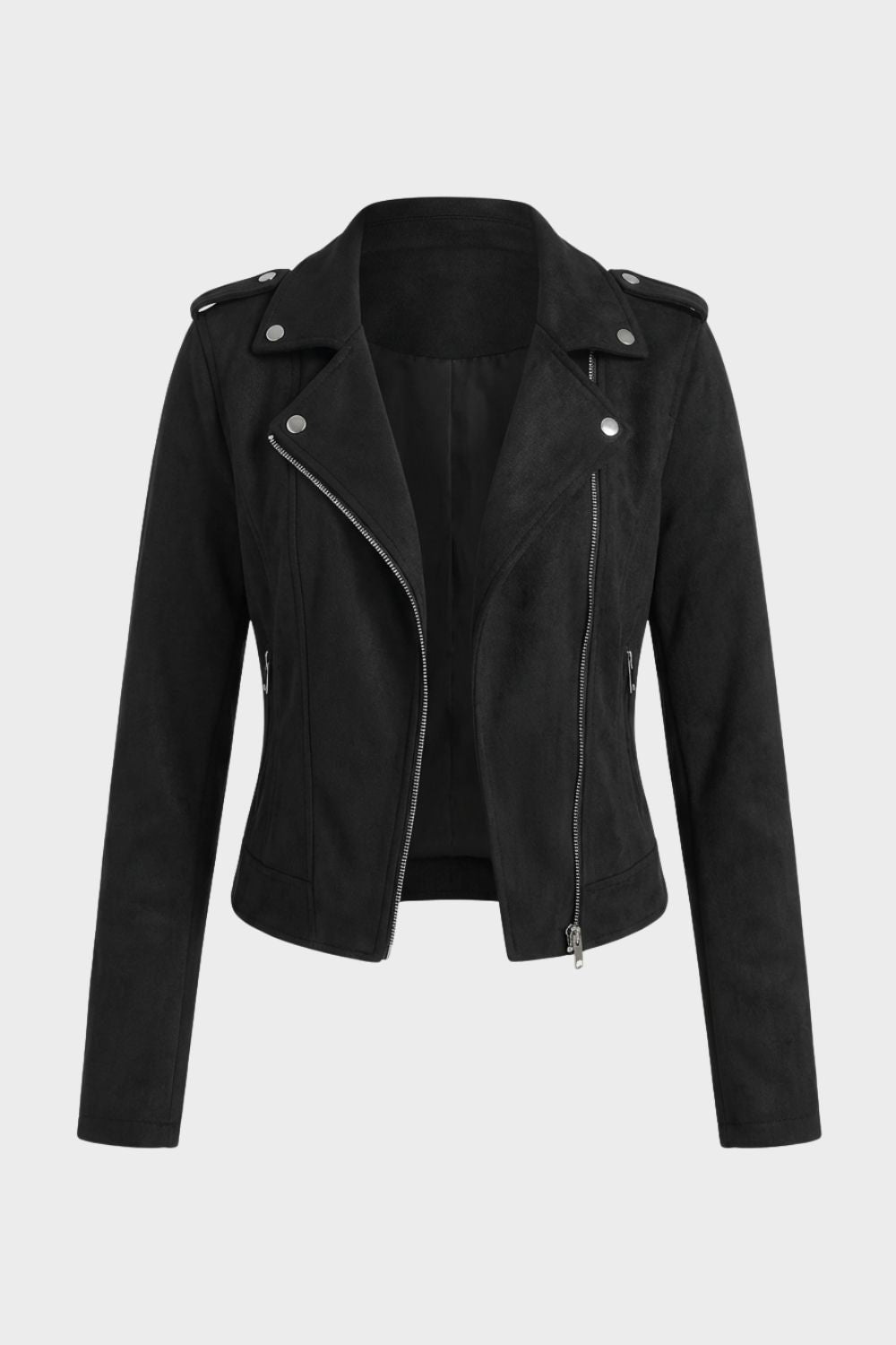Saskia Faux Suede Biker Jacket with Asymmetrical Zip Detail