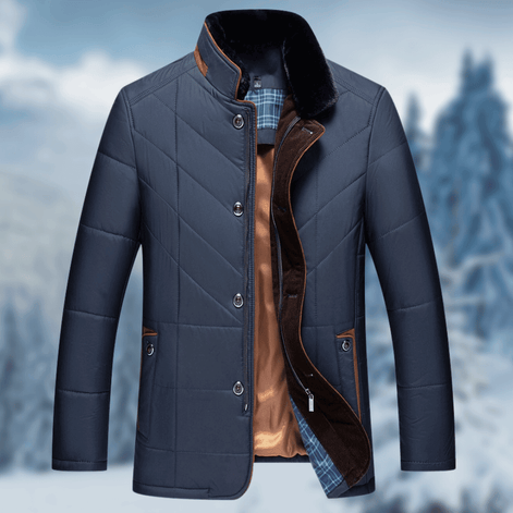Victor Diamond Quilted Mens Puffer Jacket with Faux Fur Collar