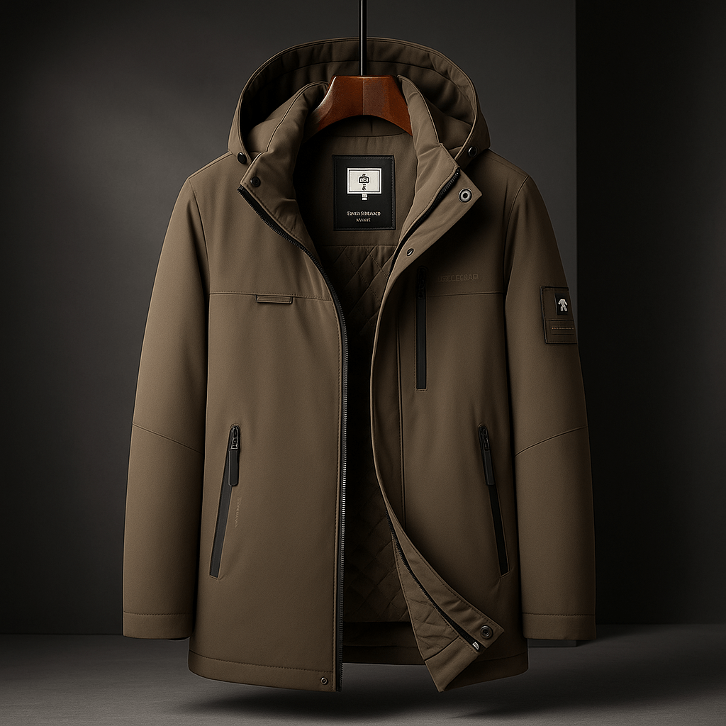 Hooded Mens Puffer Jacket with Insulated Warmth and Zip Pockets
