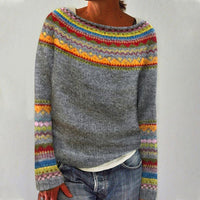 Dorothea Women's Fair Isle Crew Neck Knitted Jumper with Long Sleeves