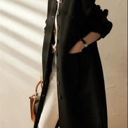 Maria Button-Front A-Line Long Winter Coat for Women
