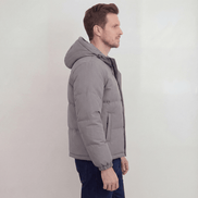 Hooded Puffer Jacket for Men with Adjustable Weatherproof Hood