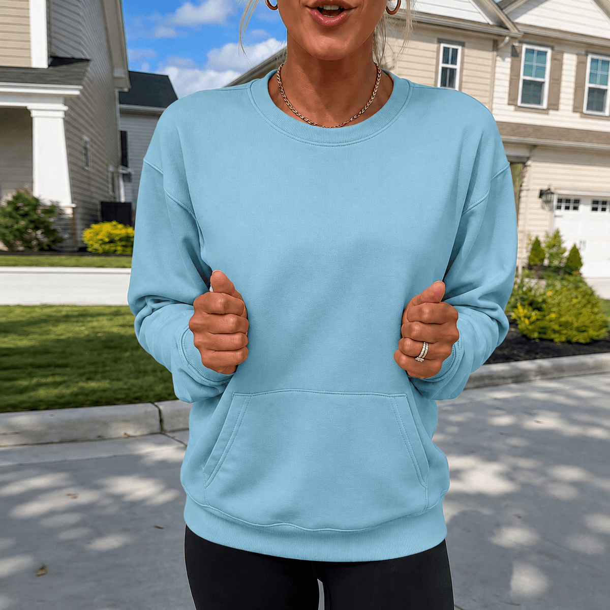 Restfield Oversized Fleece Crewneck Sweatshirt with Kangaroo Pocket