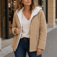 Women's Thickened Hooded Quilted Puffer Jacket with Sherpa Lining