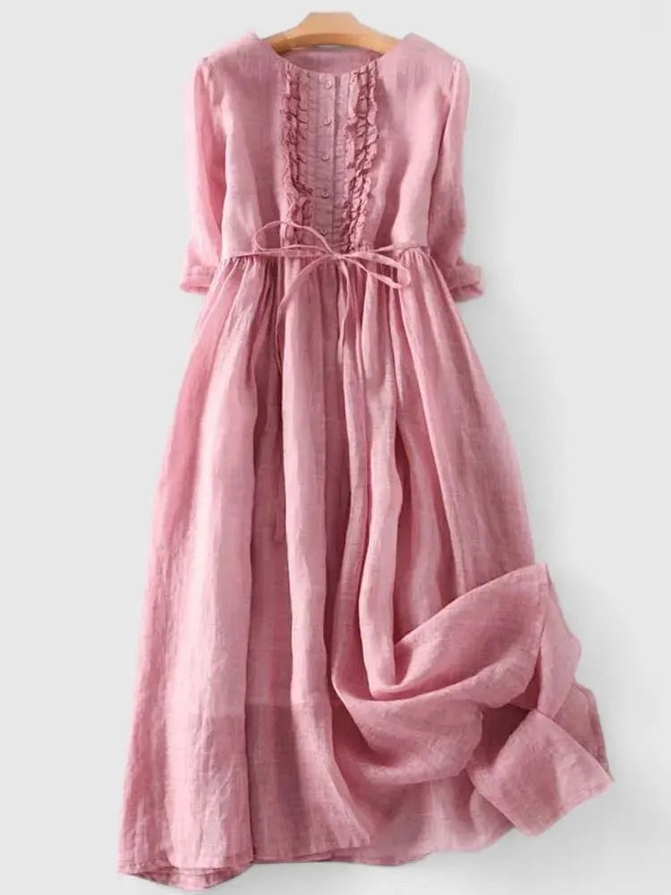Alice Ruffle Waist Tie Midi Dress with Autumn Dresses Charm
