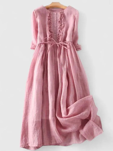 Alice Ruffle Waist Tie Midi Dress with Autumn Dresses Charm
