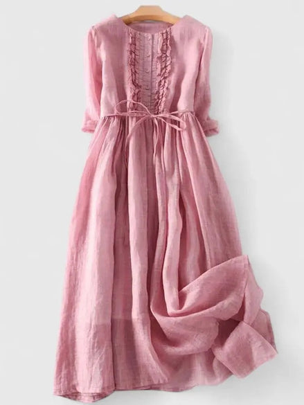 Alice Ruffle Waist Tie Midi Dress with Autumn Dresses Charm