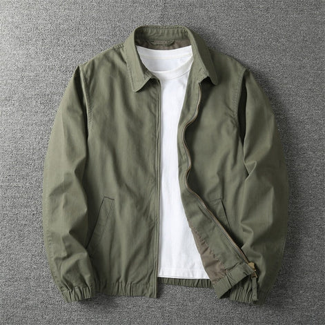Lightweight Cotton Blend Mens Jackets with Classic Zip Front