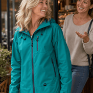 Hooded Waterproof Windproof Polyester Rain Jacket for Women