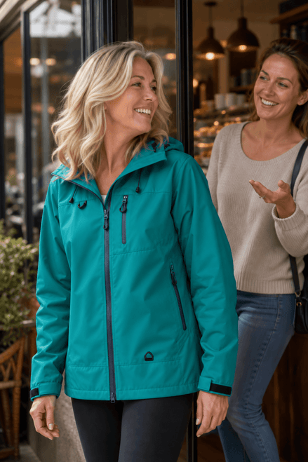 Hooded Waterproof Windproof Polyester Rain Jacket for Women