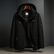 Hooded Mens Puffer Jacket with Insulated Warmth and Zip Pockets