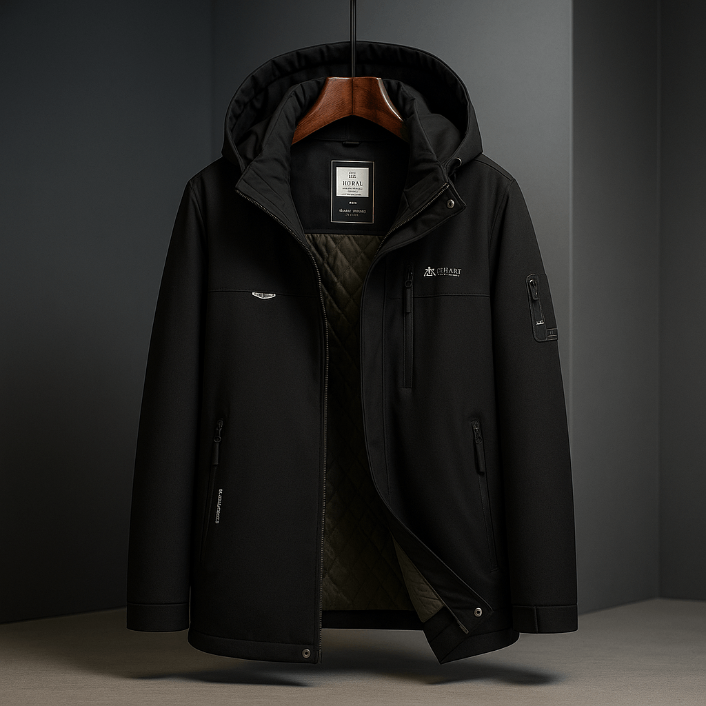 Hooded Mens Puffer Jacket with Insulated Warmth and Zip Pockets