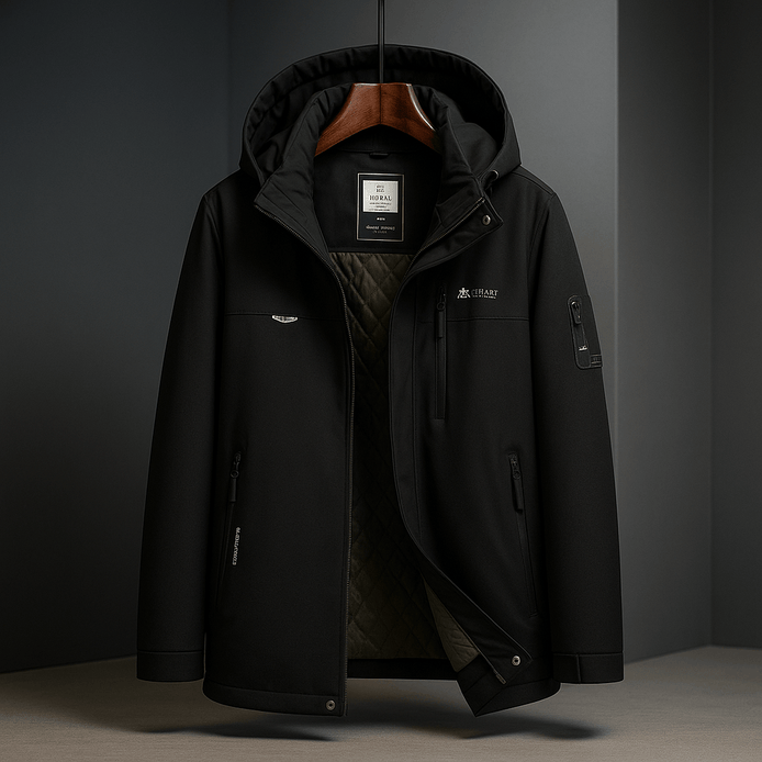 Hooded Mens Puffer Jacket with Insulated Warmth and Zip Pockets