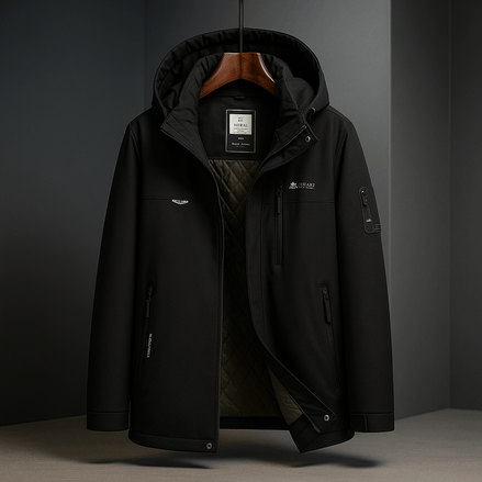 Hooded Mens Puffer Jacket with Insulated Warmth and Zip Pockets