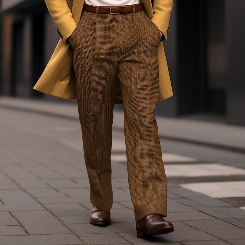 Men's Tailored Straight-Leg Trousers with Front Pockets