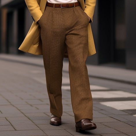 Men's Tailored Straight-Leg Trousers with Front Pockets