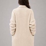 Women's Open-Front Knitted Longline Cardigan with Pockets