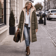 Reversa Women's Reversible Hooded Longline Winter Coat with Sherpa Lining