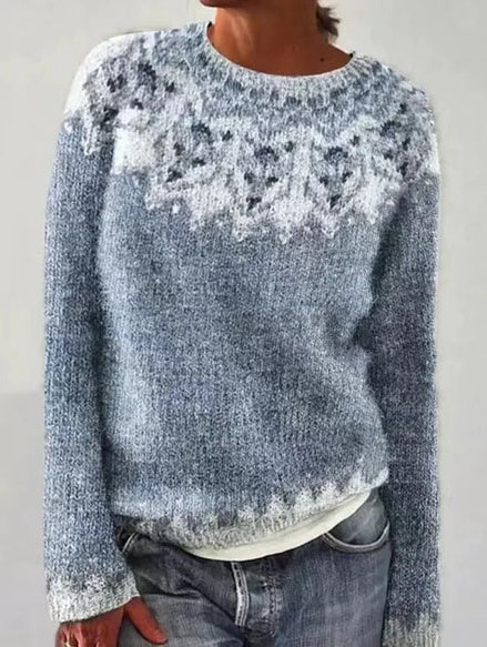 Victoria Icelandic Geometric-Pattern Knitted Jumper for Women