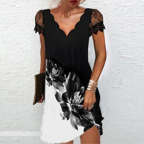 Lace Sleeve Bodycon Christmas Party Dress in Solid Black